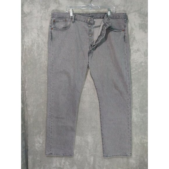 Levis Jeans Mens 40x30 Faded Black Denim 501xx Button Fly Straight Leg Grunge - Picture 1 of 9
